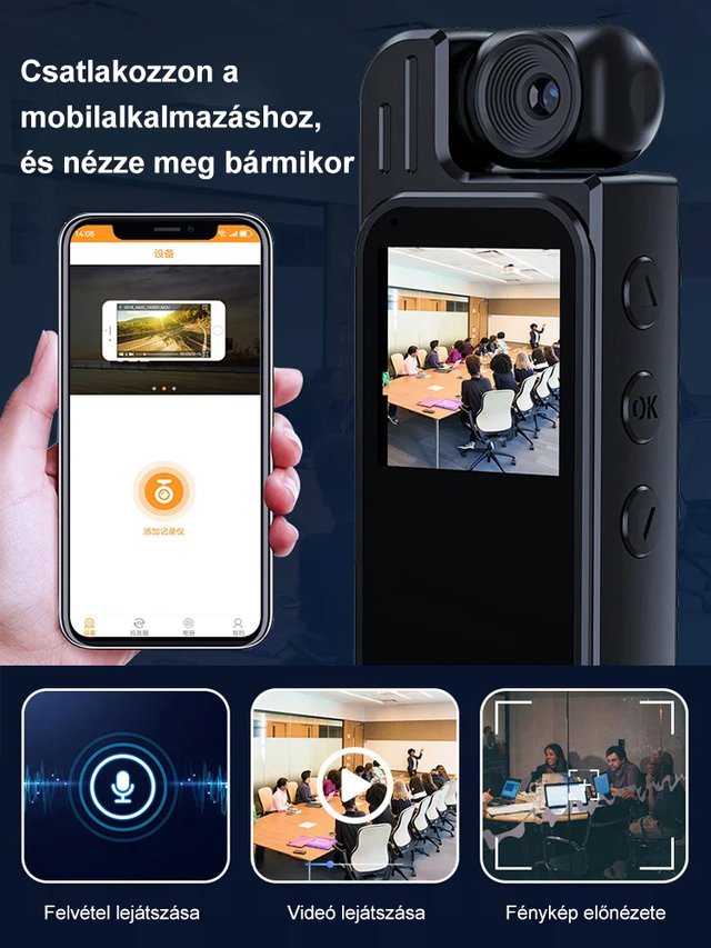 【Zseb mini kamera】Képernyős hordozható felvevő