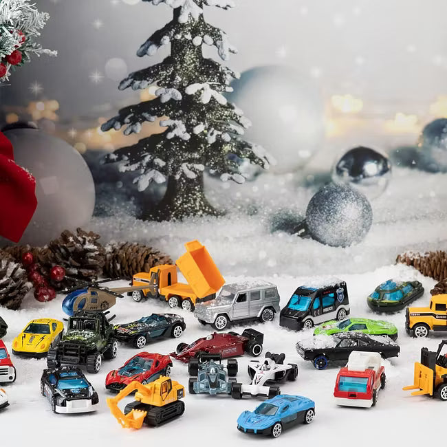 🔥Utolsó nap 50% KEDVEZMÉNY - 🚗🎁2026 Karácsonyi Adventi Naptár | ✨24 Napos Visszaszámláló Naptár Öntött Autók Készlet
