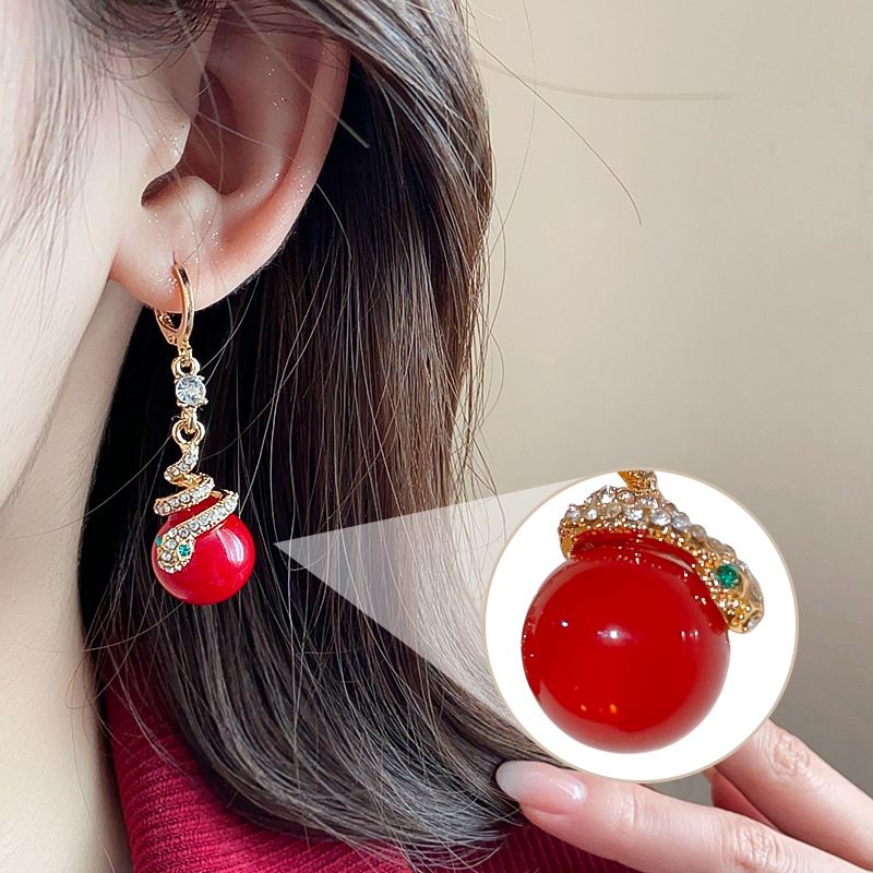 🐍Különleges újévi ajánlat🎀 Aranyozott gyöngyház kígyó fülbevaló