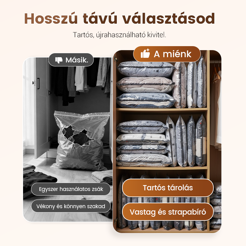 💪🌬️ Utazási vákuumtároló zsákok és hordozható szivattyú készlet 👕✨