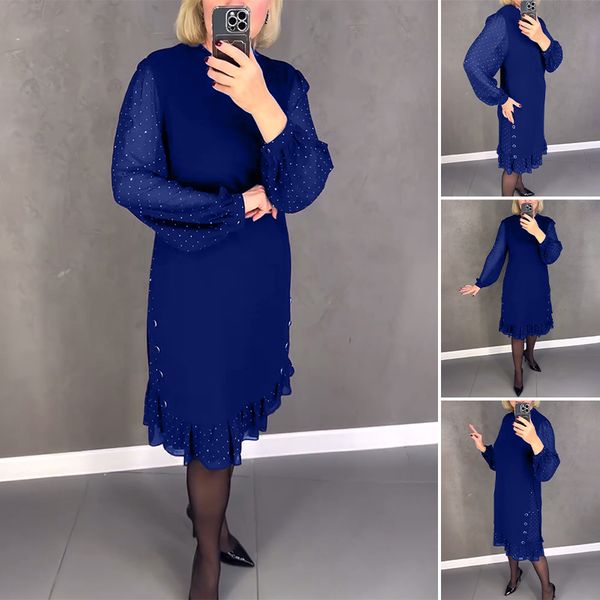 🔥👗[S~5XL]Új divatos, bő, fodros ruha, egyszínű, hosszú ujjú
