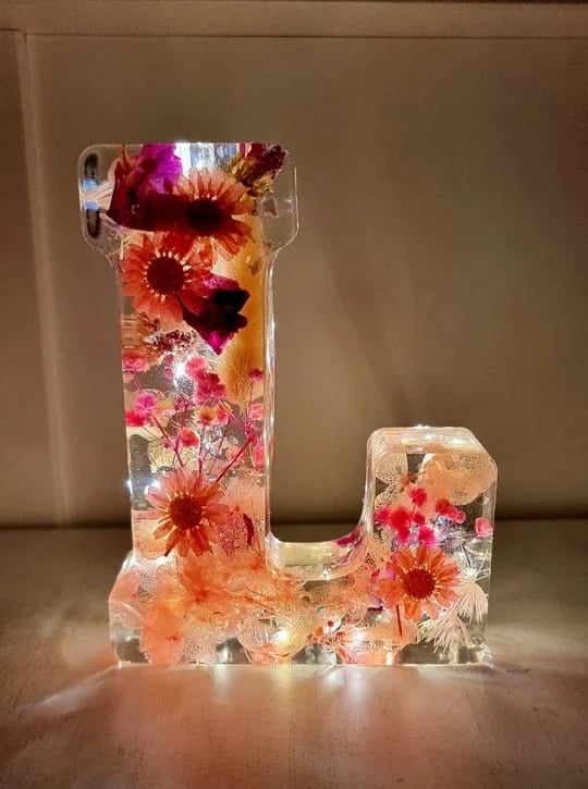 🌸Kézzel készített virágmintás gyantából készült éjszakai fény