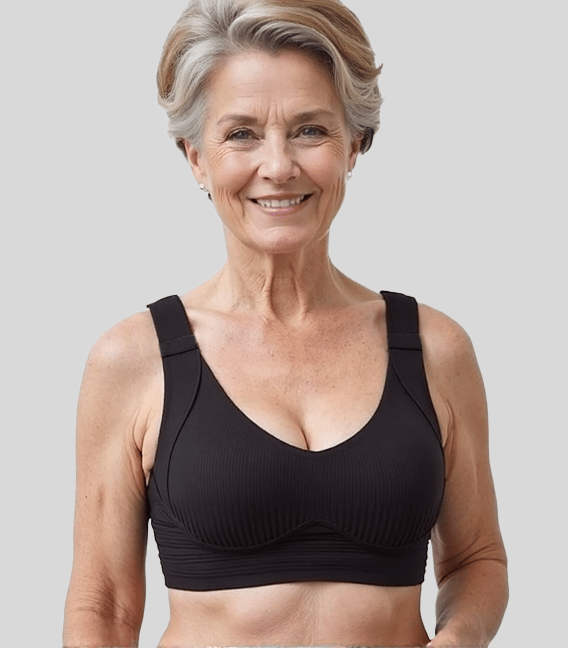 💖 Visszafogott, varrásmentes csíkos melltartó W-alakú tartású – kényelem és stílus!