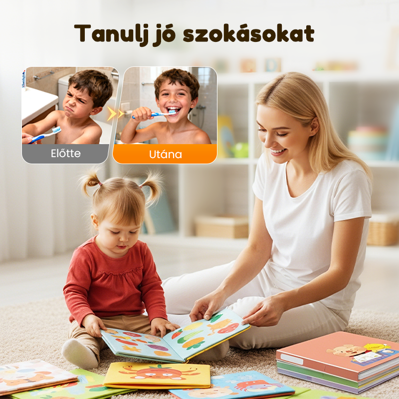 📚🧠 10 db-os interaktív kisgyermekeknek szóló tanulási könyvkészlet 👶💕