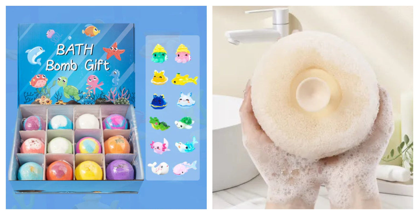 12 darabos fürdőbomba ajándékkészlet gyerekeknek