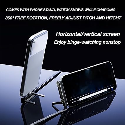 📱 240 W-os fonott gyorstöltő kábel beépített telefontartóval - Új 2026-os összecsukható, tartós USB-C Type-C kábel (2 db-os csomag)