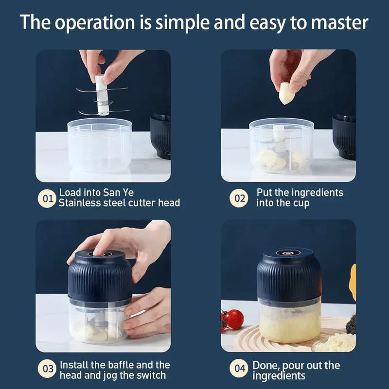 Vezeték nélküli elektromos fokhagyma aprító és daráló