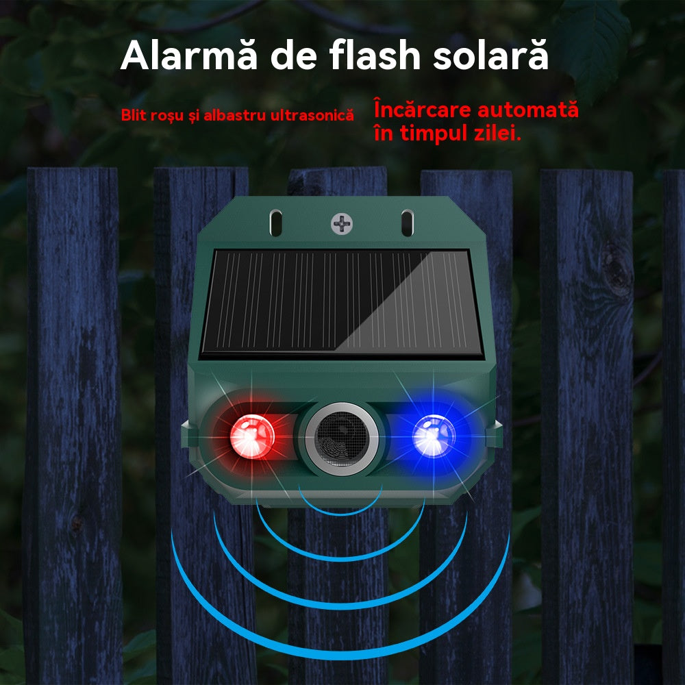 🔥Napenergiás ultrahangos állatriasztó kültéri és madárriasztóhoz, villogó infravörös fénnyel, piros és kék LED-del