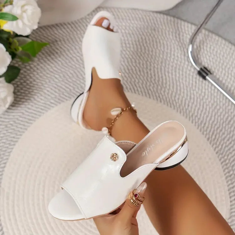 😍Utolsó nap 50% kedvezménnyel😍 - Divatos női ortopéd bőr szandál nyitott orrokkal és vastag sarokkal