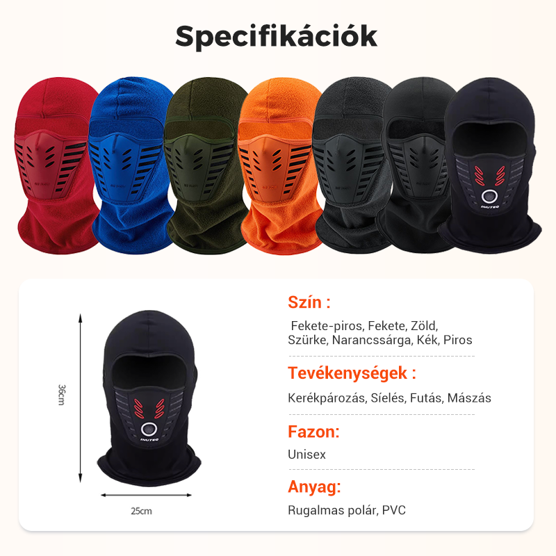 💞 Szélálló sisak téli használatra, unisex