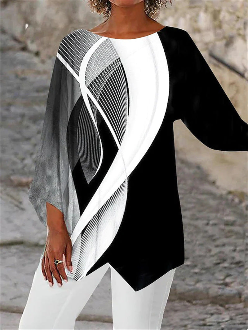 [S-5XL]Új 2025-ös mintás, kerek nyakú, hosszú ujjú ing