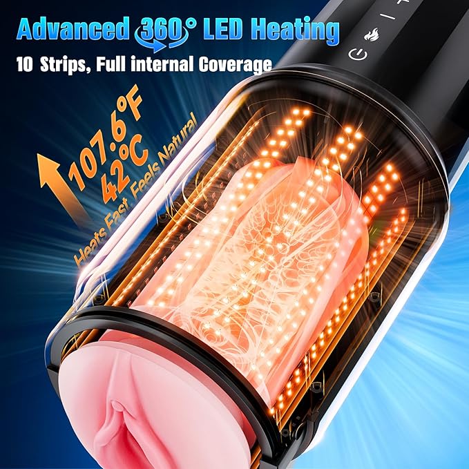 EINSEO férfi maszurbátor szexuális játékszerek férfiaknak - férfi simogató játék 360°-os fűtéssel, 5 sebességfokozat a sima orális mozgásokhoz, csendes kefe nélküli motor, masszázszseb hüvelyhüvellyel