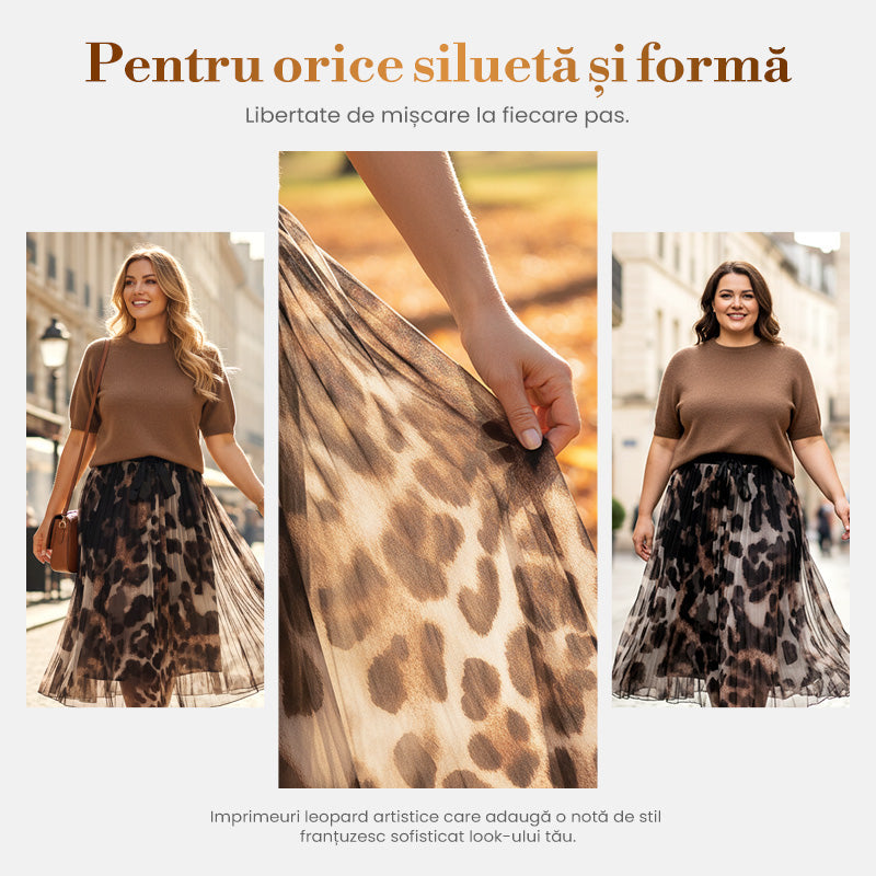 Kétrészes női szett: leopárdmintás pulóver és szoknya