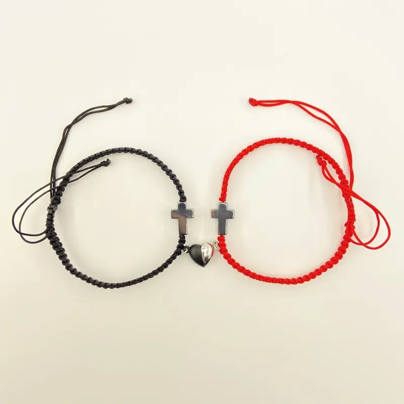 💕"Két szív, egy hit" - inspiráló keresztény karkötő kereszttel és Jézus áldását tartalmazó kártyával