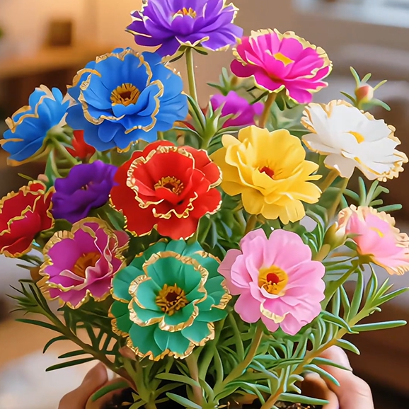 Aranycsipke portulaka🌸✨ Gyönyörű, dupla virágok a könnyed nyári színekért