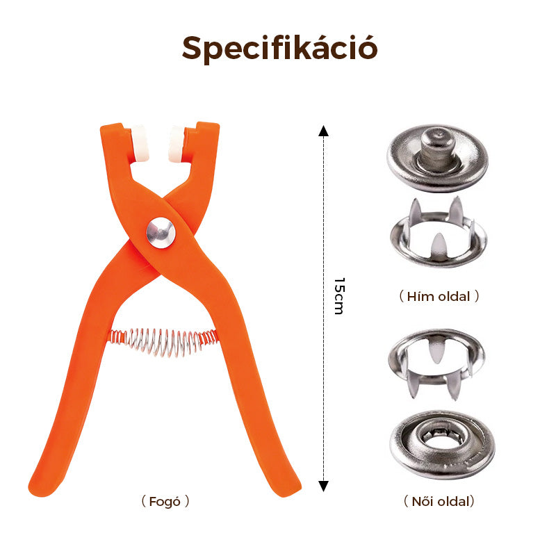 🔥 Fém Nyomógombok Gyorszáró Fogókészlettel 🛠️💪