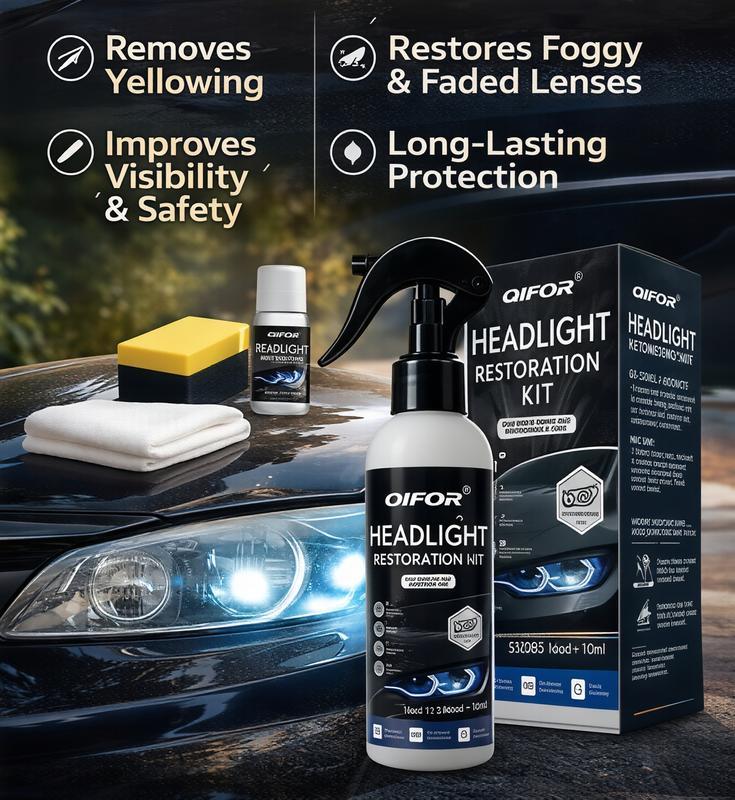 🚘 Fényszórólencse-felújító készlet – állítsd vissza a homályos és megsárgult fényszórólencsék tisztaságát 💡