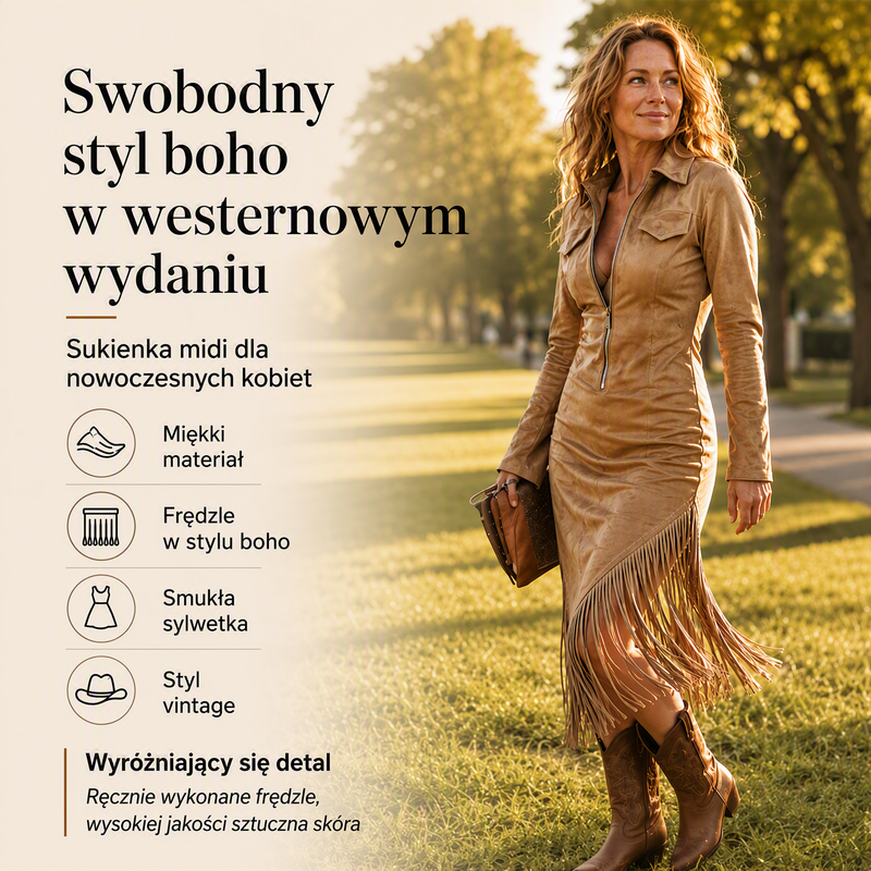 🌸49% kedvezmény💖Női retró midi ruha cipzárral és rojtokkal