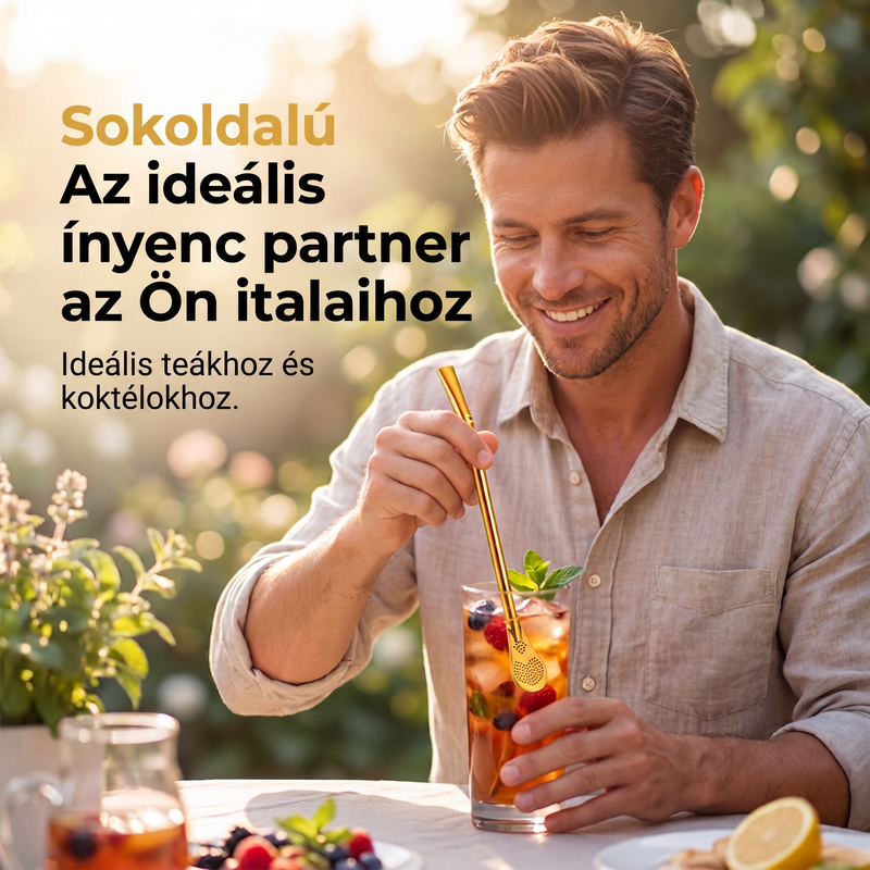 🥄 2-in-1 teaszűrő kanál szívószállal – Kompakt, könnyen használható 🔥