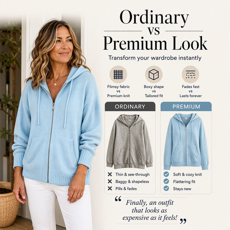 Női bő szabású, kapucnis kötött kardigán