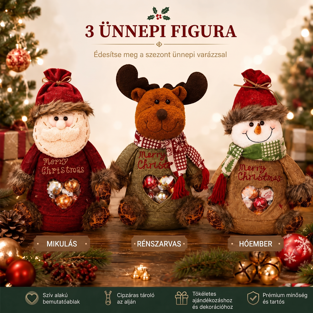 🎄🎁 49% OFF utolsó nap! Cipzáros karácsonyi ajándéktasak – Ünnepi csomagolás 🎅✨