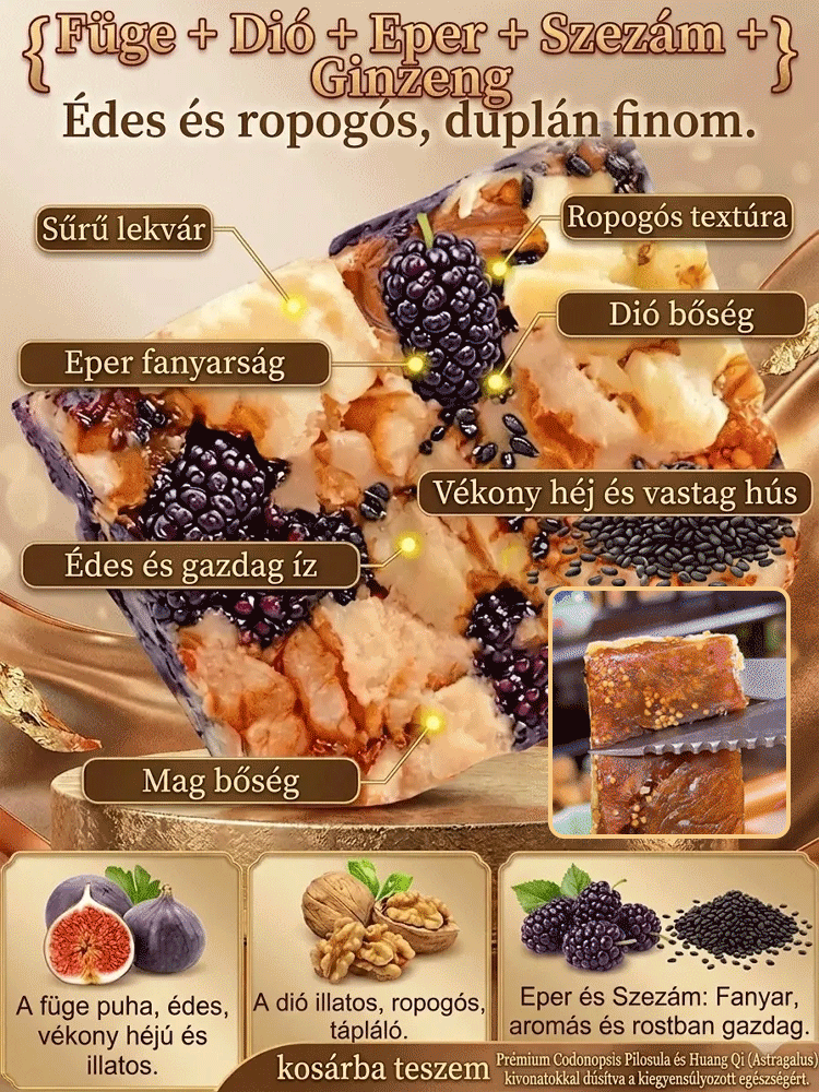 Füge fekete szezámmag Astragalus Codonopsis szeder töltött dió pite