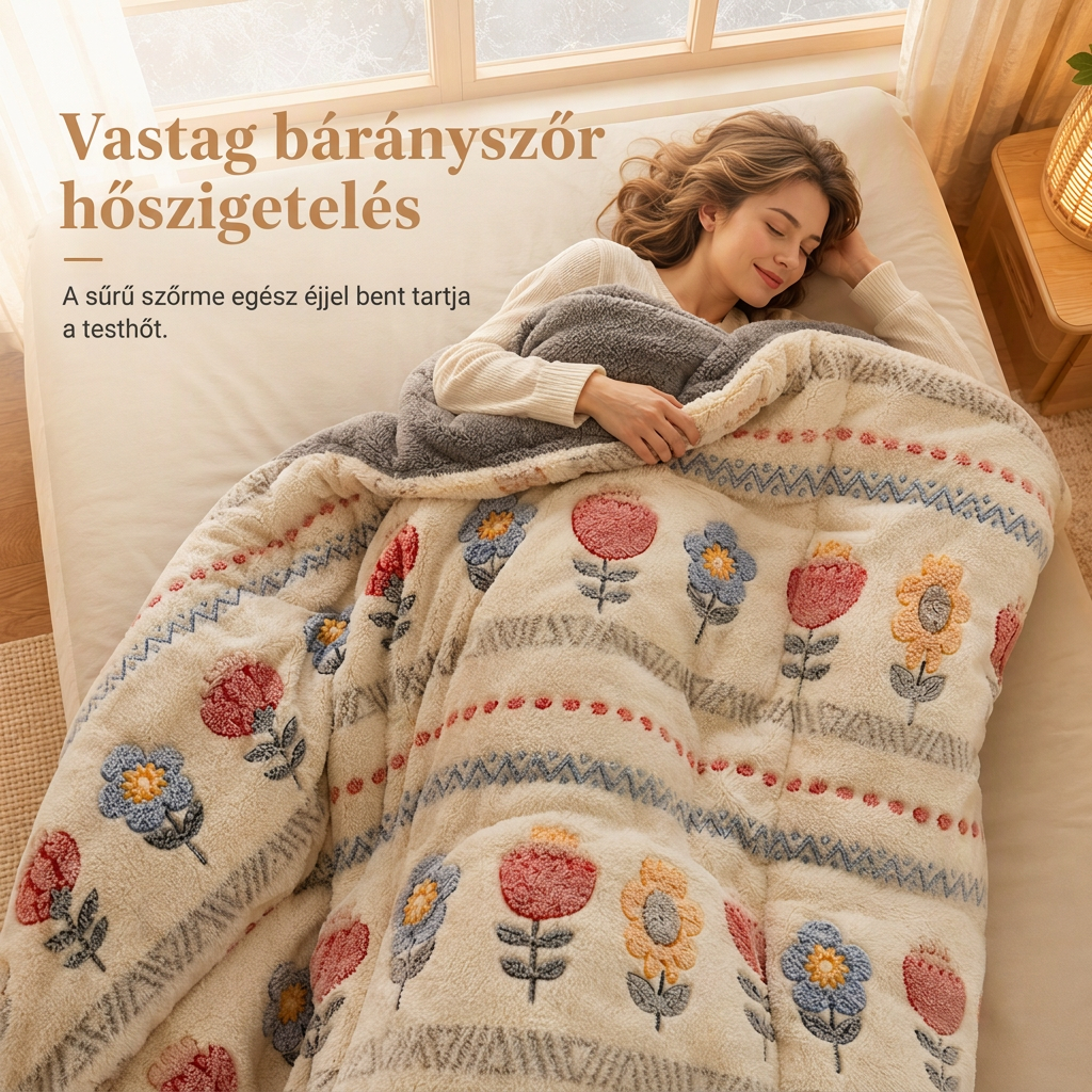 🛏️ Double-Sided Sherpa Fleece Comforter – Vastag, meleg téli paplan, puha bársonyos tapintással ❄️