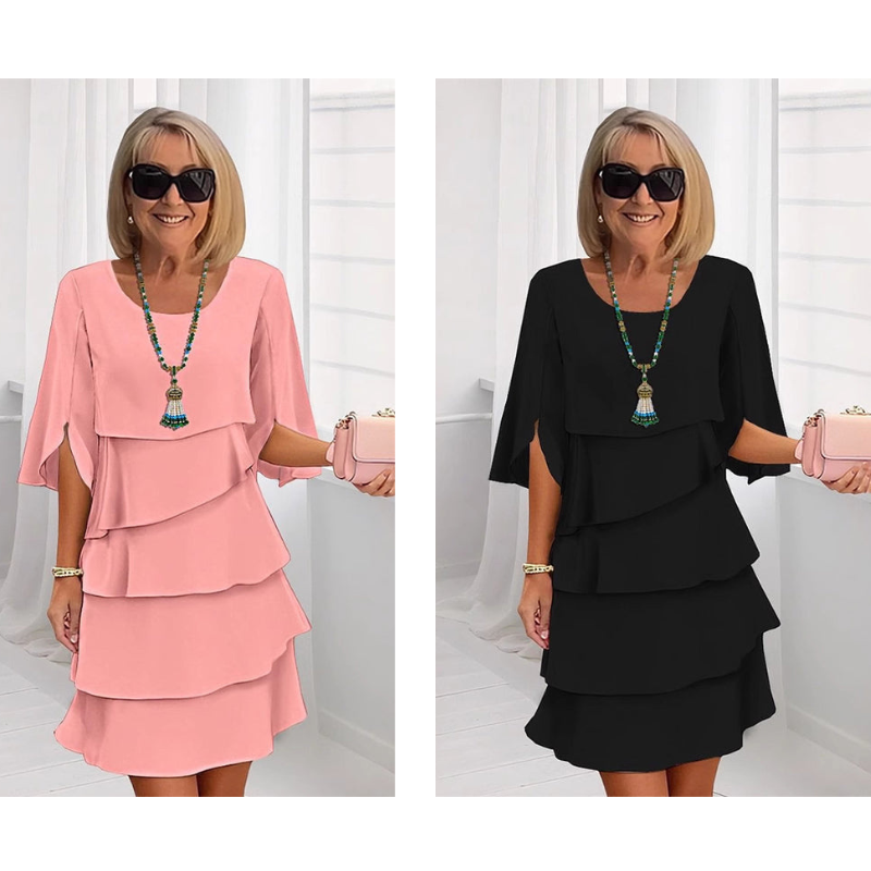 💥Elegáns, réteges, fodros ujjú női ruha