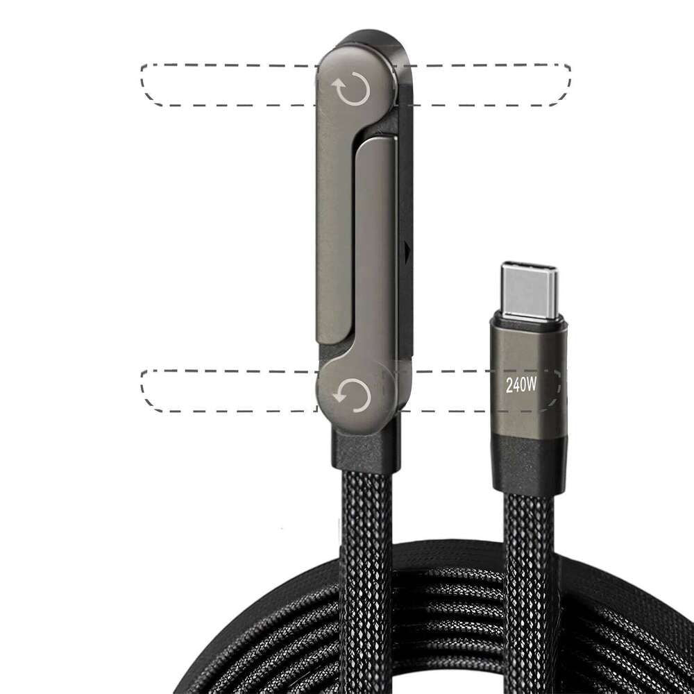 📱 240 W-os fonott gyorstöltő kábel beépített telefontartóval - Új 2026-os összecsukható, tartós USB-C Type-C kábel (2 db-os csomag)