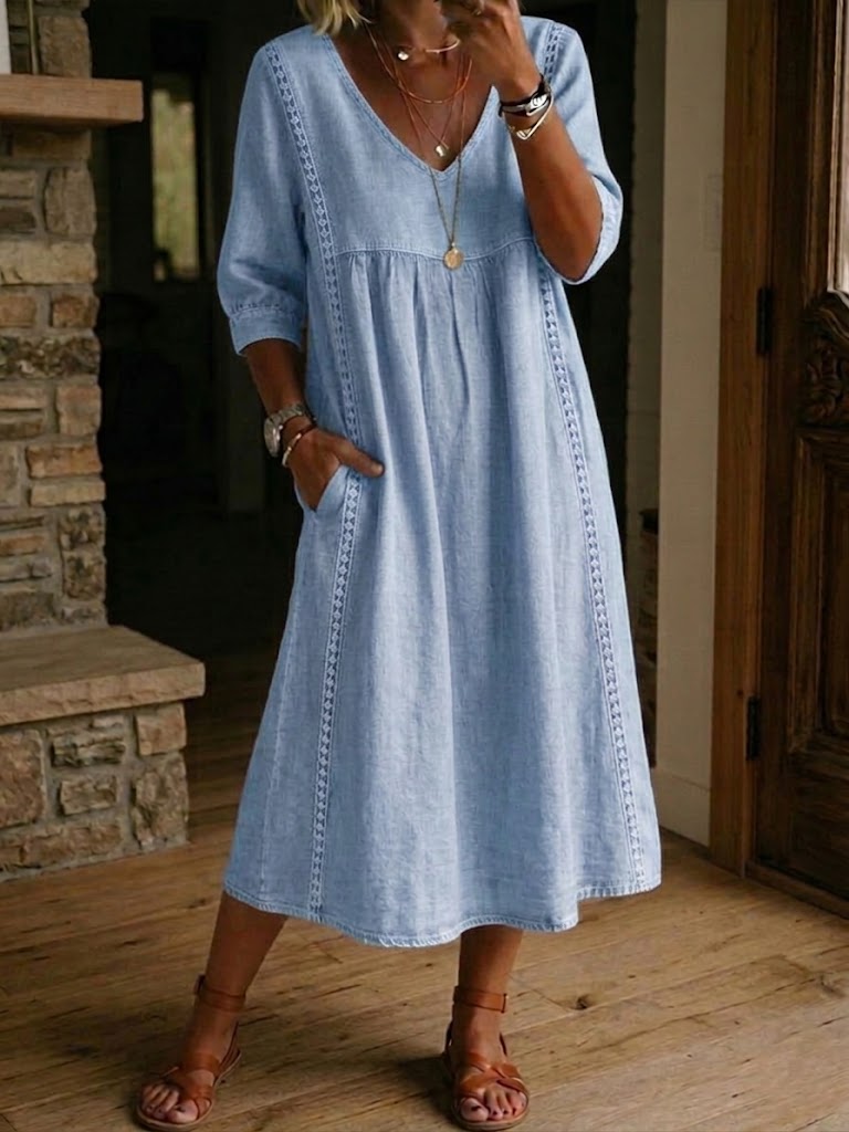 Laza, lezser ruha lenvászon és pamut anyagból, csipkeszegéllyel.