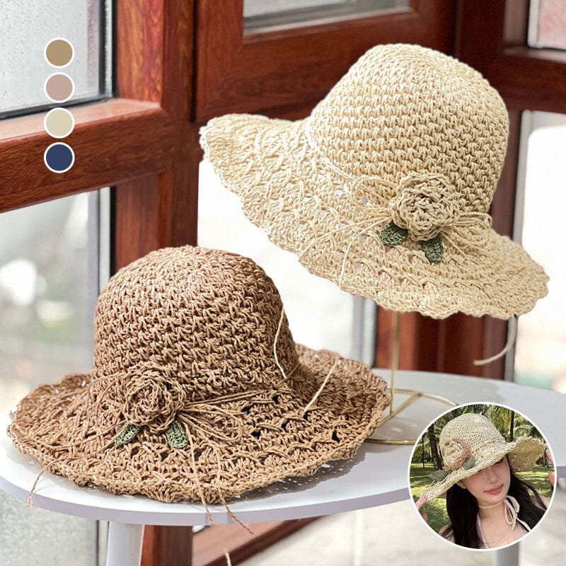 👒 Elegáns, kézzel kötött szalmakalap fodros részletekkel