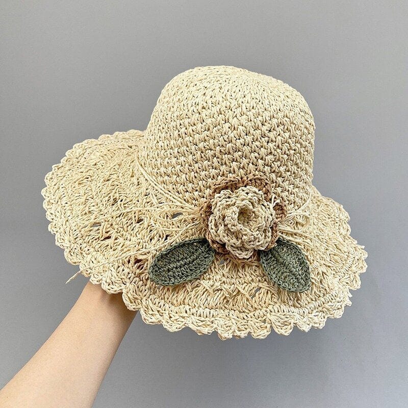 👒 Elegáns, kézzel kötött szalmakalap fodros részletekkel