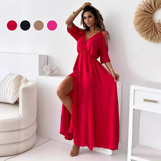【💖Újdonságok 2025】👗Elegáns, szexi ruha nőknek hegyes nyakkivágással
