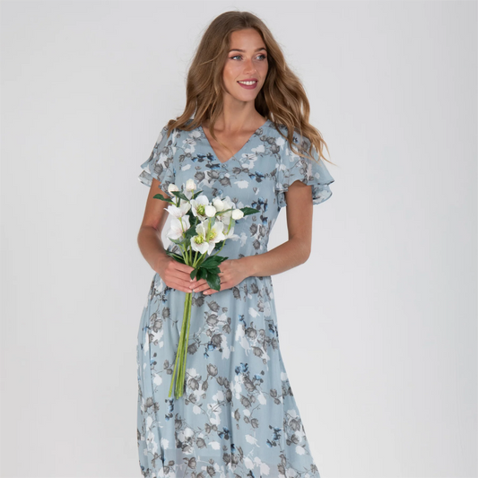 🌸 Könnyű, rövid ujjú, virágmintás maxiruha【M-3XL】