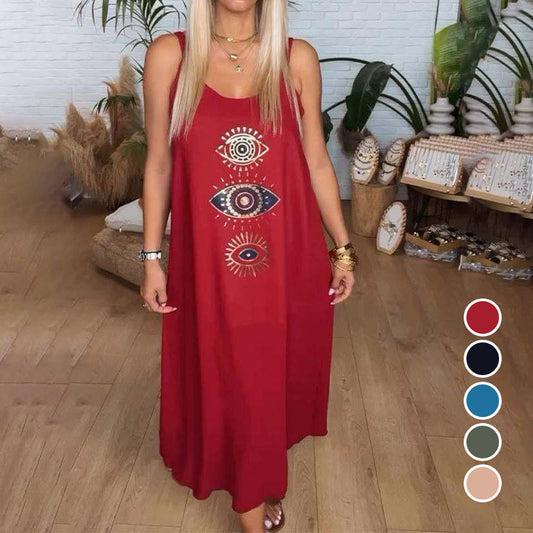 🔥Női hosszú ujjú ruha szemmintával👗