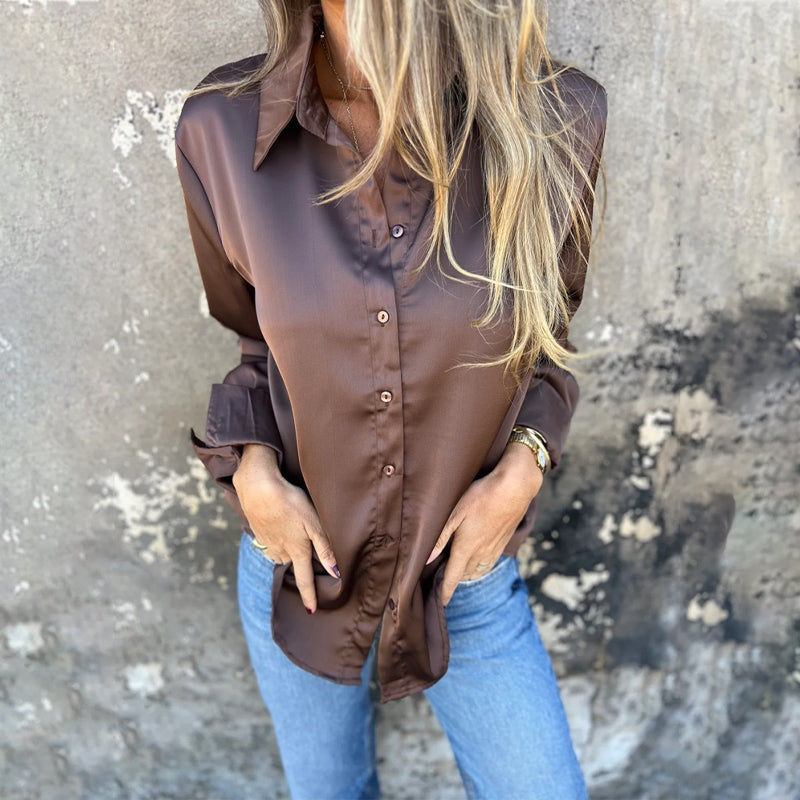 🎊 Nyári újdonságok🎊 Elegáns szatén hosszú ujjú ing