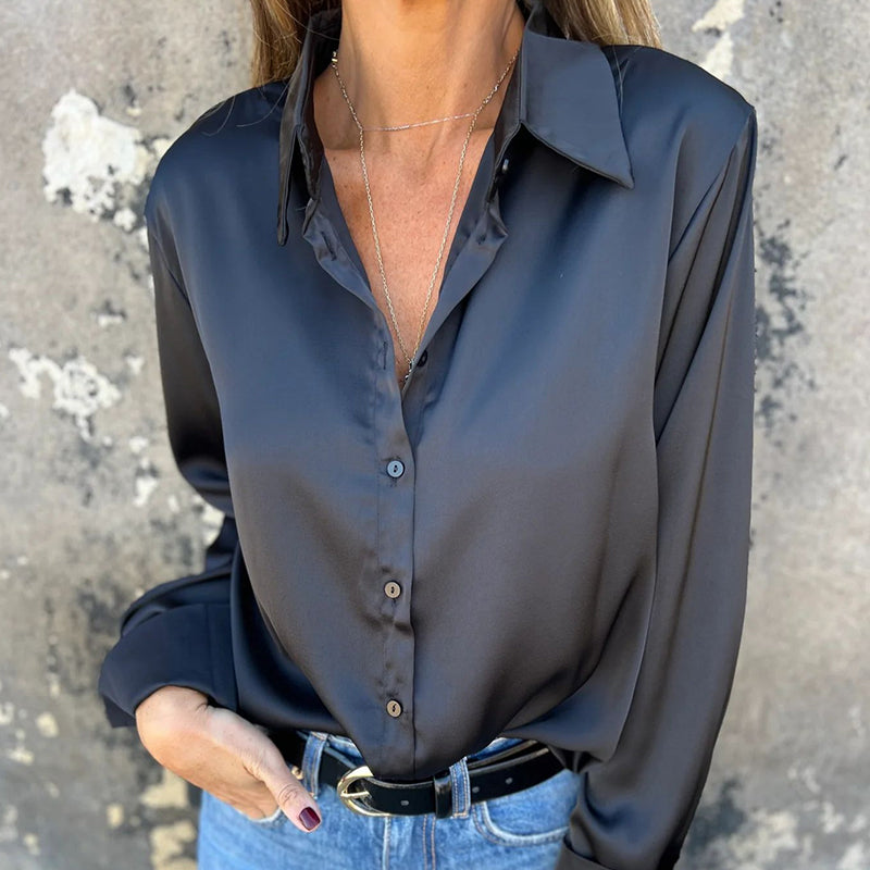 🎊 Nyári újdonságok🎊 Elegáns szatén hosszú ujjú ing