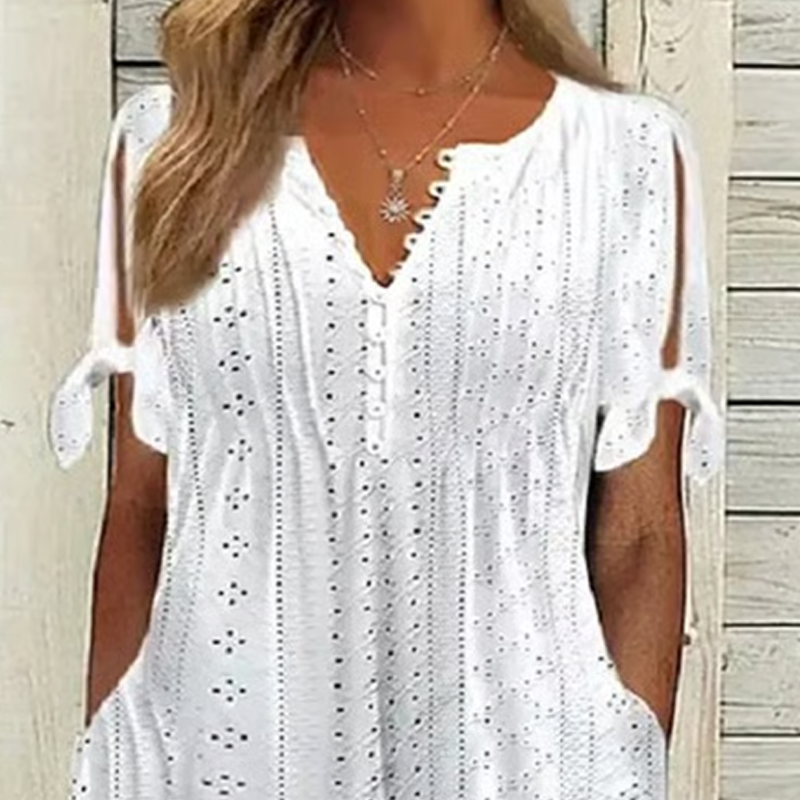 Elegáns női ruha V-nyakkal