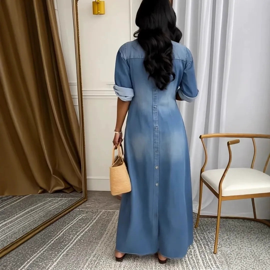 Női Button Down farmer Maxi ruha