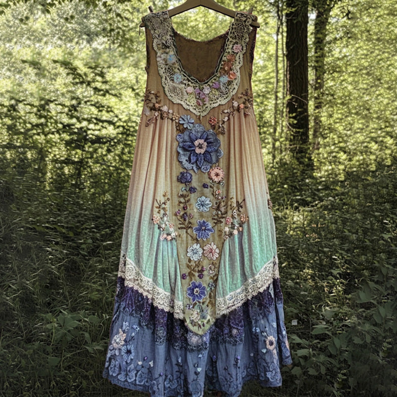 3D nyomtatott ujjatlan, U-nyakú midi ruha