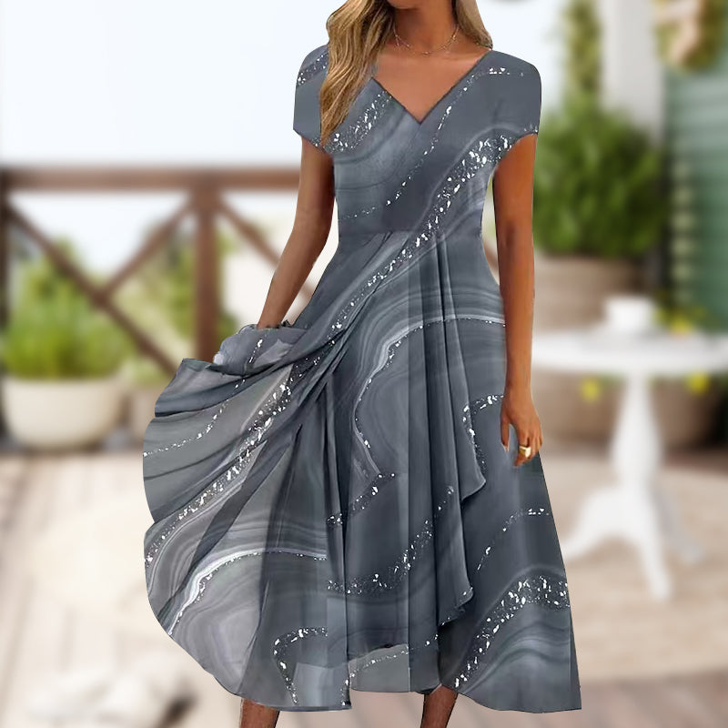 🎀 Lengő maxi ruha V-nyakkal