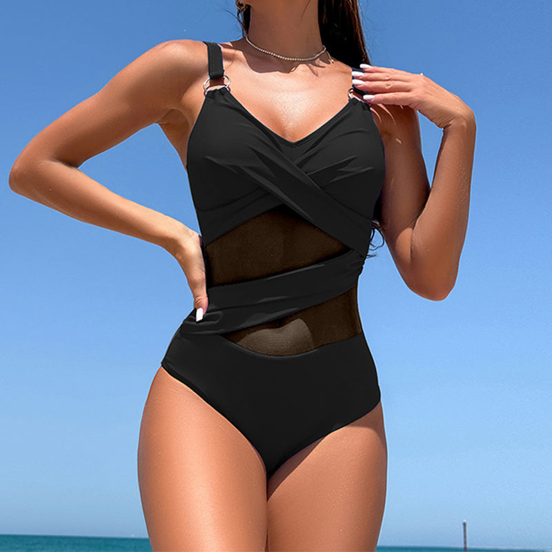 🌊 S-2XL 🩱 Szexi hálós egyrészes fürdőruha 🏖️