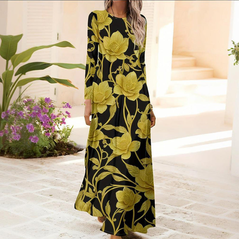 Női hosszú ujjú ruha 3D nyomtatással