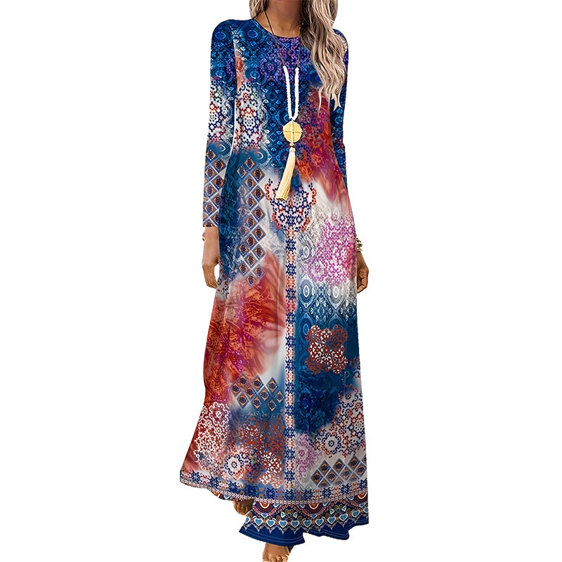 Női hosszú ujjú ruha 3D nyomtatással