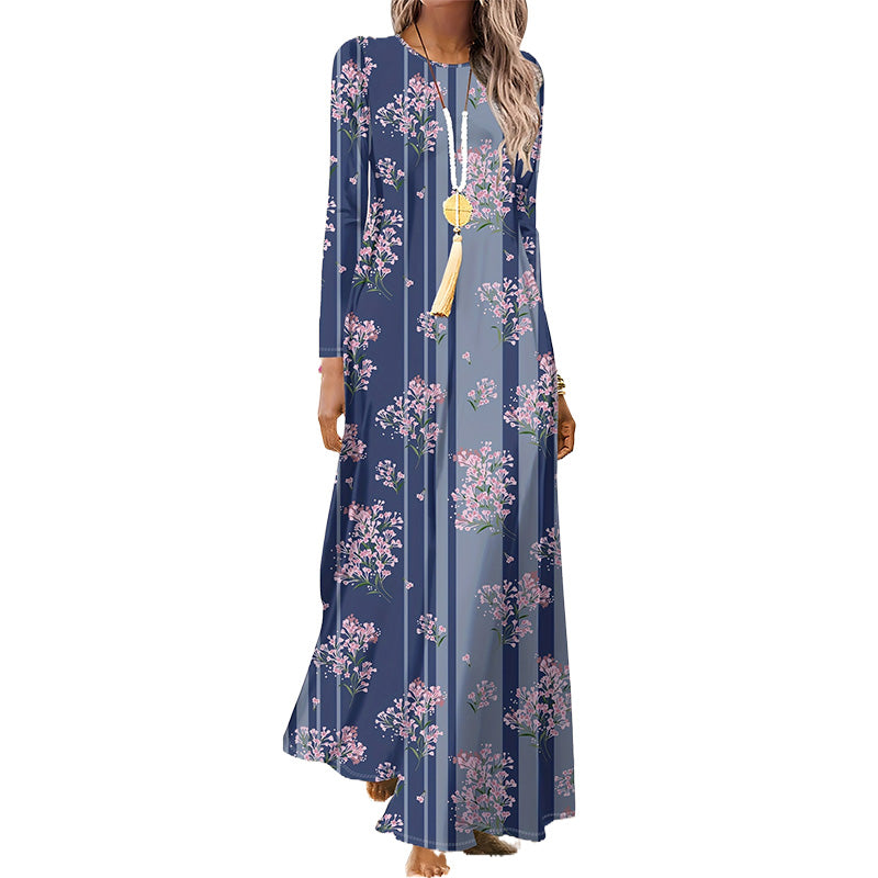 Női hosszú ujjú ruha 3D nyomtatással