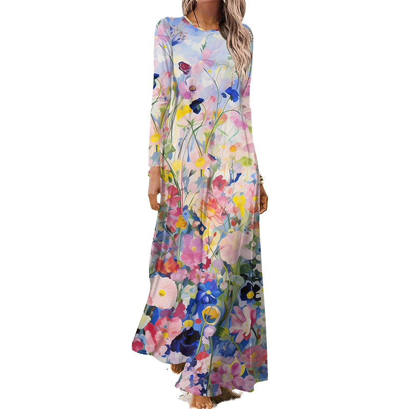 Női hosszú ujjú ruha 3D nyomtatással