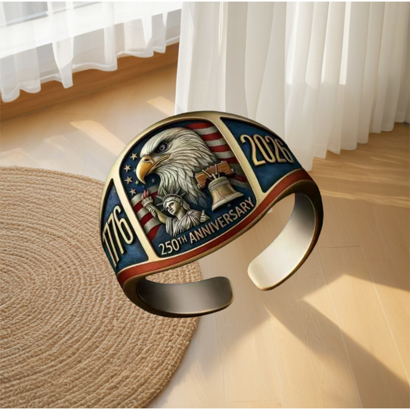 🎖️250. évforduló 1776–2026 Emlék sas gyűrű🦅