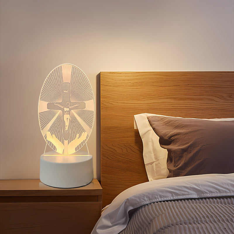 🌙 Béke és hit egyetlen fényben – 3D éjjeli lámpa Jézussal