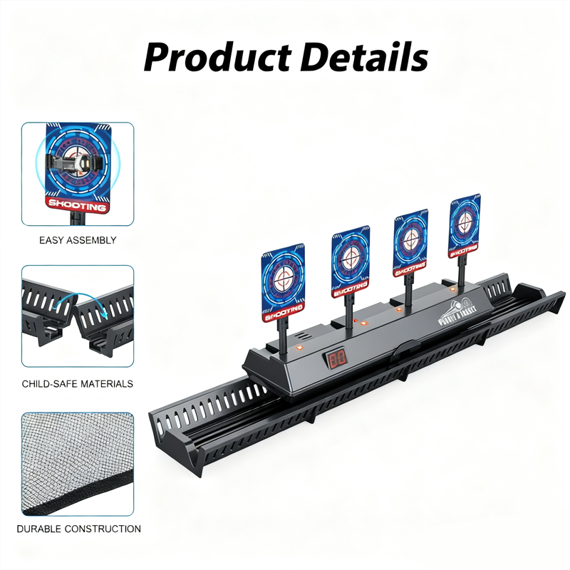 🎯Elektromos, automatikus visszaállítású lövöldözős játék mozgó sínekkel
