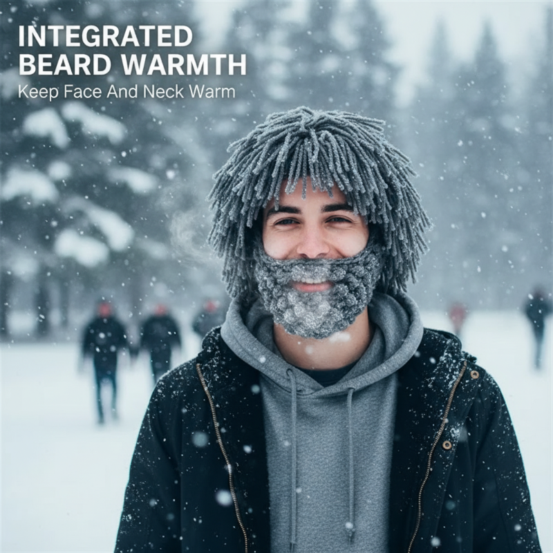 ⏰Punk stílusú sapka egyszerű parókával és kötött szakállal